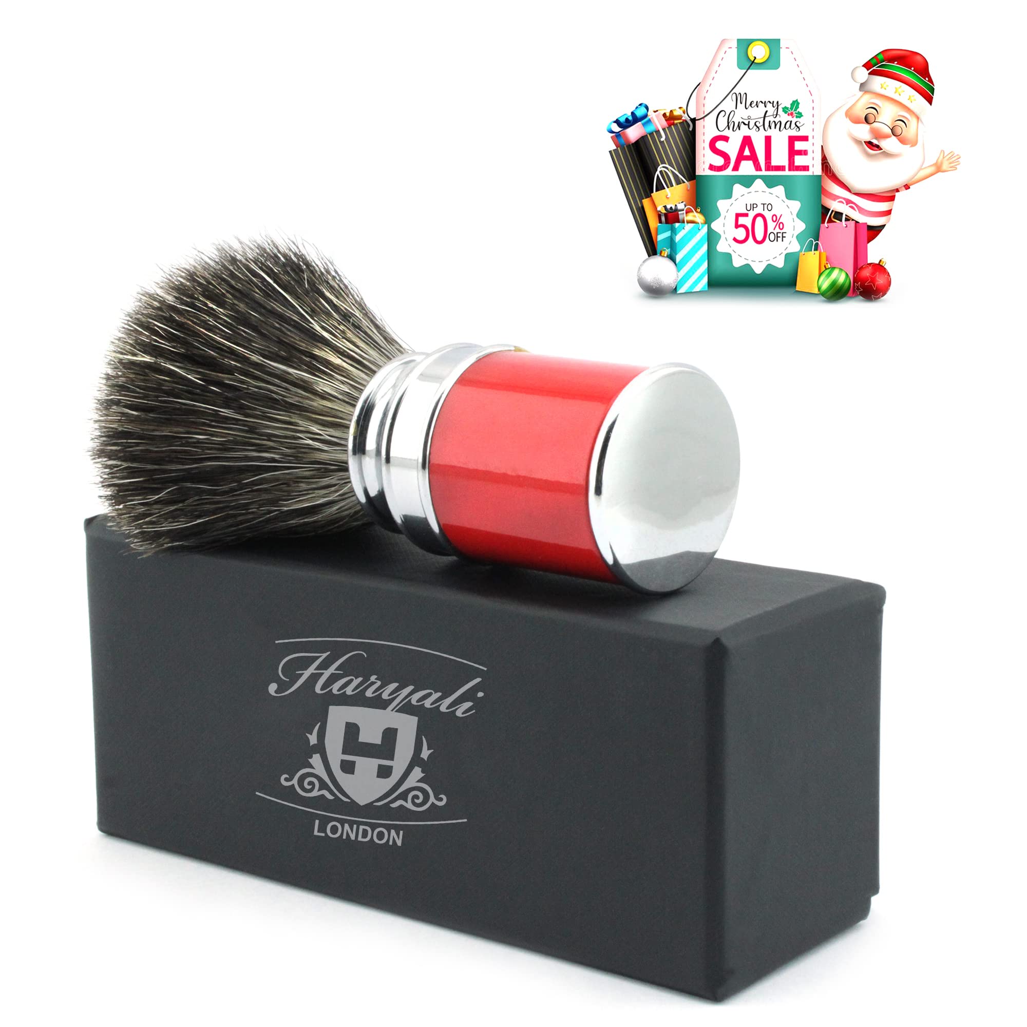 Hand Assembled Stunning Red Handle Black Badger Hair Shaving Brush for Men.