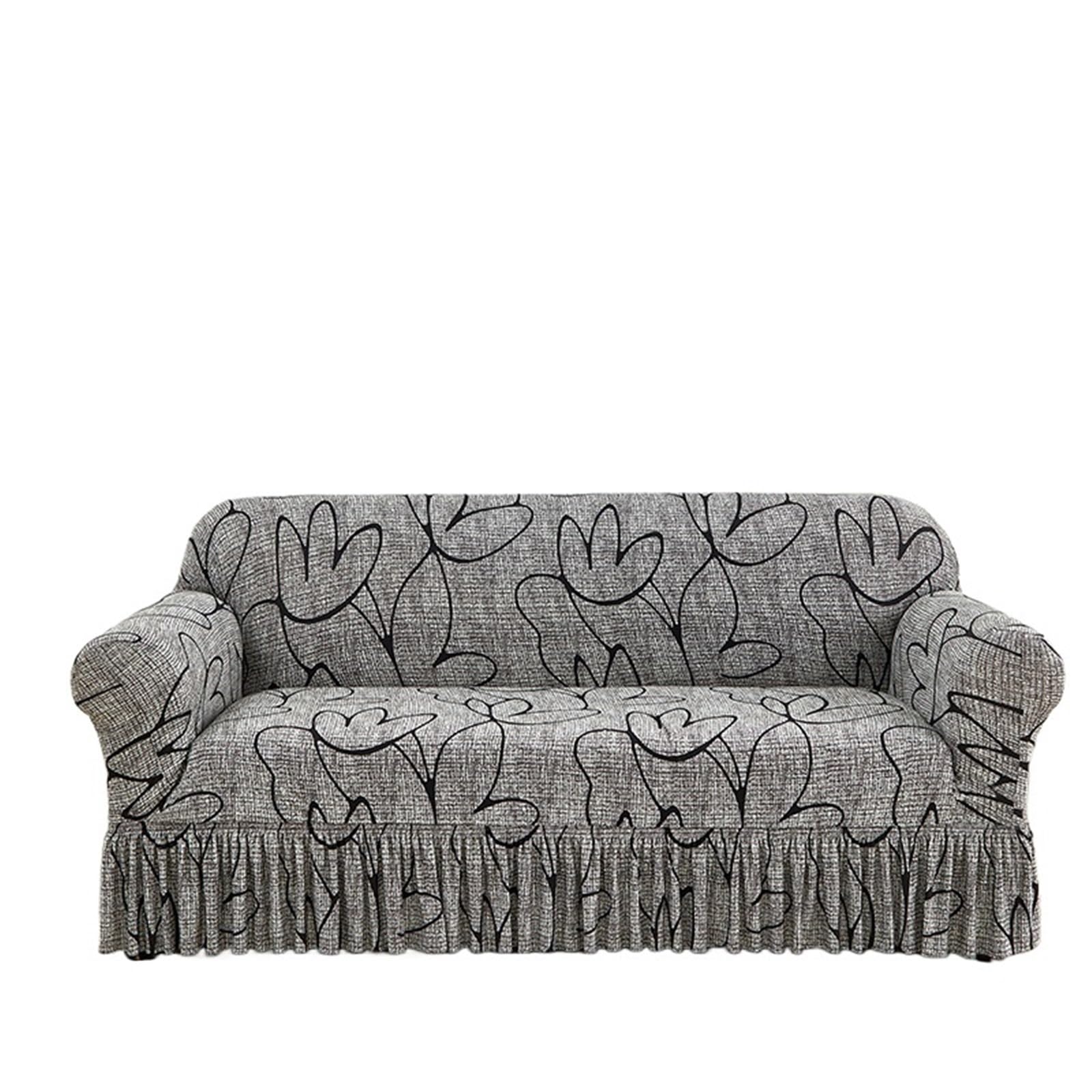 GCYEIDMA Skirt Sofa Cover Sofa Cover with Skirt Washable Elastic Stretchable Easy Fit Universal Furniture Protector(Color 9,2-seater(145-185cm))
