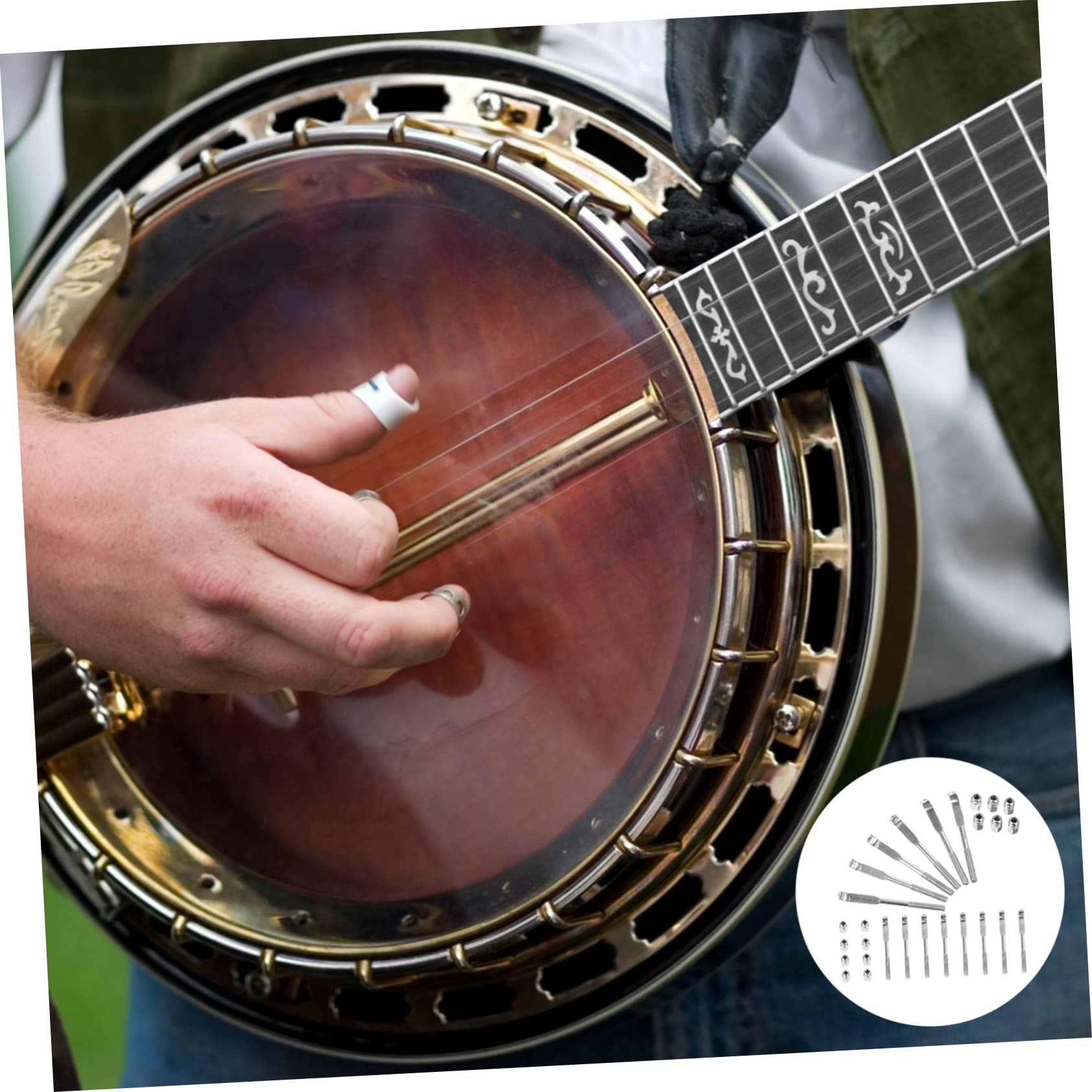 BESPORTBLE 24pcs Metal Banjo Hooks Durable Banjo Nuts for Easy Replacement for Musicians