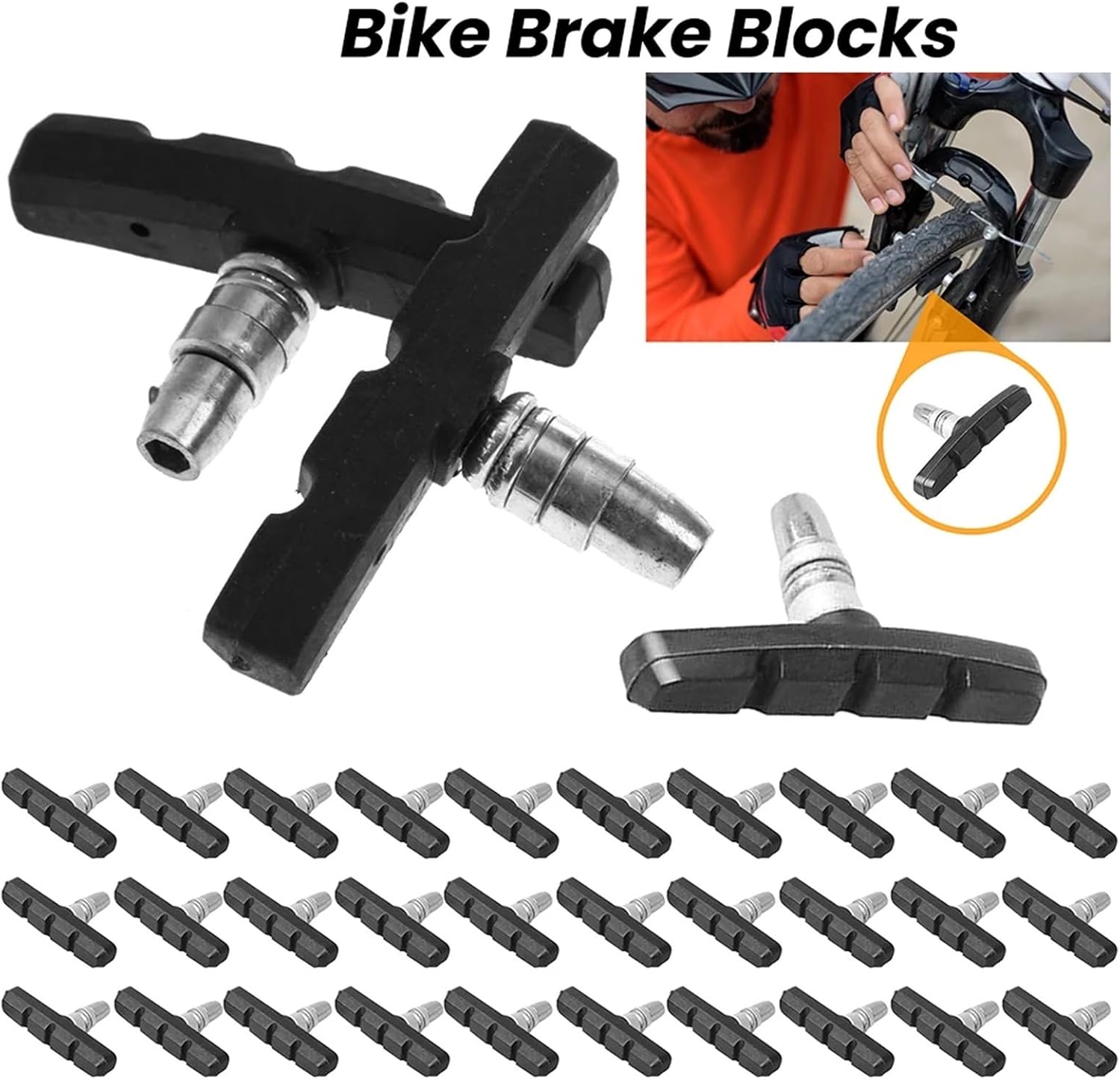 Bike Brake Pads Road Bicycle Silent Brake Pads Cycling V Holder Shoes Rubber Blocks Accessories