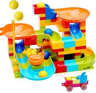 Marble Run Building Blocks Classic Big Blocks STEM Toy Bricks Set Kids Race Track Compatible with All Major Brands 106 PCS Various Track Models for Boys Girls Aged 3,4,5,6,8…