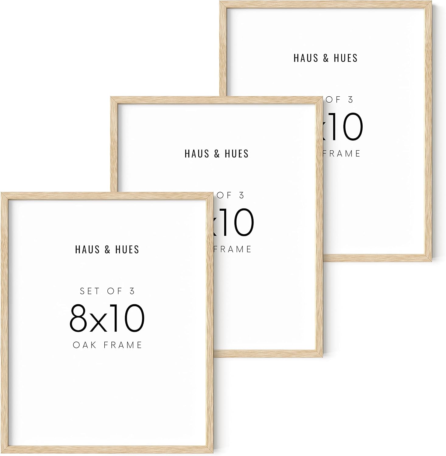 Haus and Hues 8"x10" Beige Oak Wood Frames Set of 3 8x10 Wood Picture Frame Set