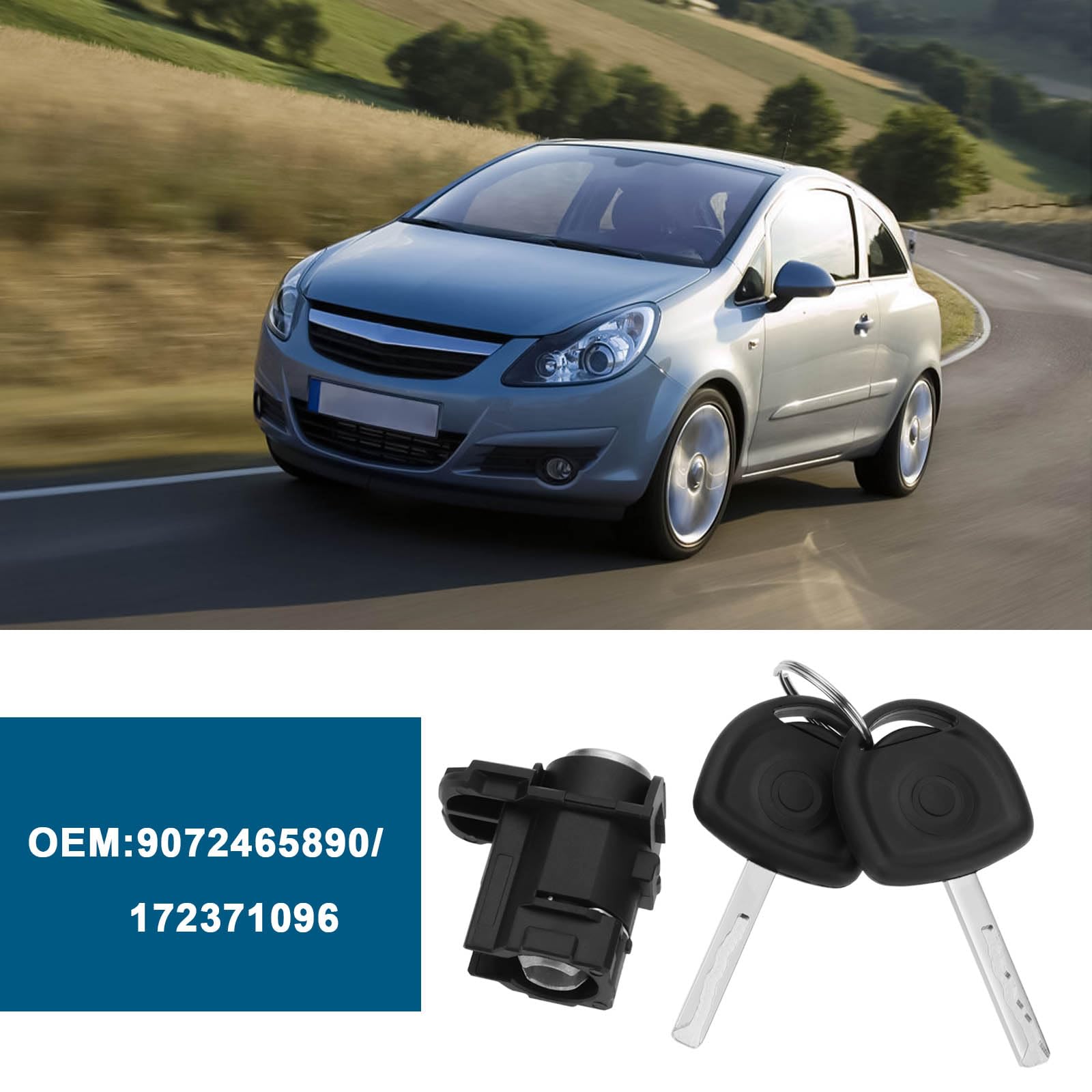 1 Satz Schlosszylinder für Fahrertür Vorne Links mit 2 Schlüsseln Ersatzteil 172371096 Kompatibel mit OPEL Corsa D 2006–2014