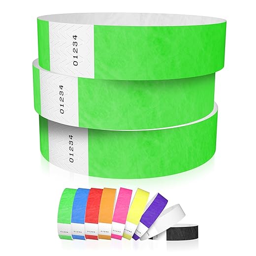 WristCo Neon Green Tyvek Wristbands for Events - 600 Count - Comfortable Tear Resistant Paper Bracelets ID Wrist Bands for Concerts Festivals Admission Party Identification