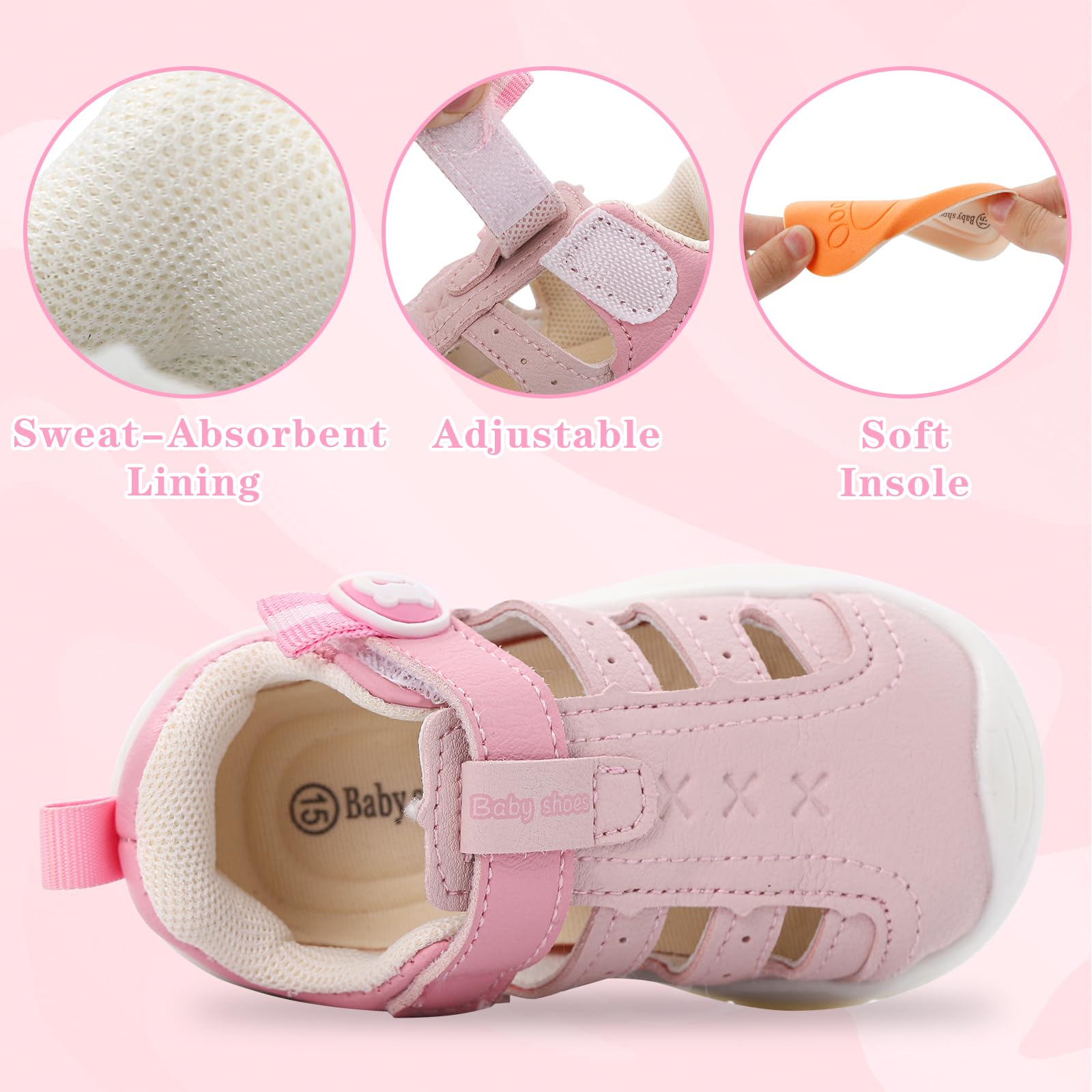 MK MATT KEELY Baby Boys Girls Sandals Toddlers Summer First Walking Shoes Kids Closed Toe Pre Walkers with Anti-Slip Rubber Sole — view 4