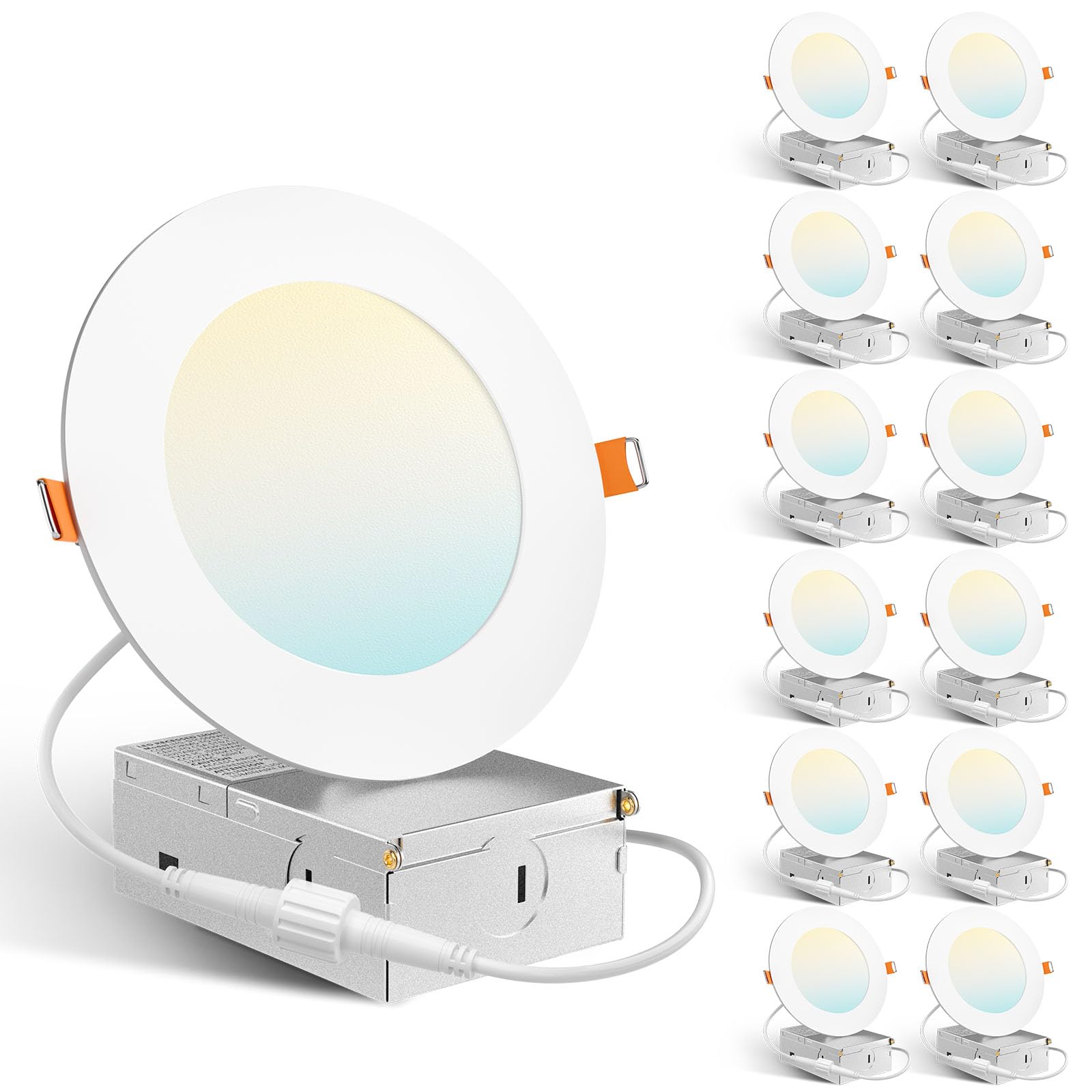 Amico 12 Pack 4 Inch Ultra-Thin LED Recessed Ceiling Light, 5CCT