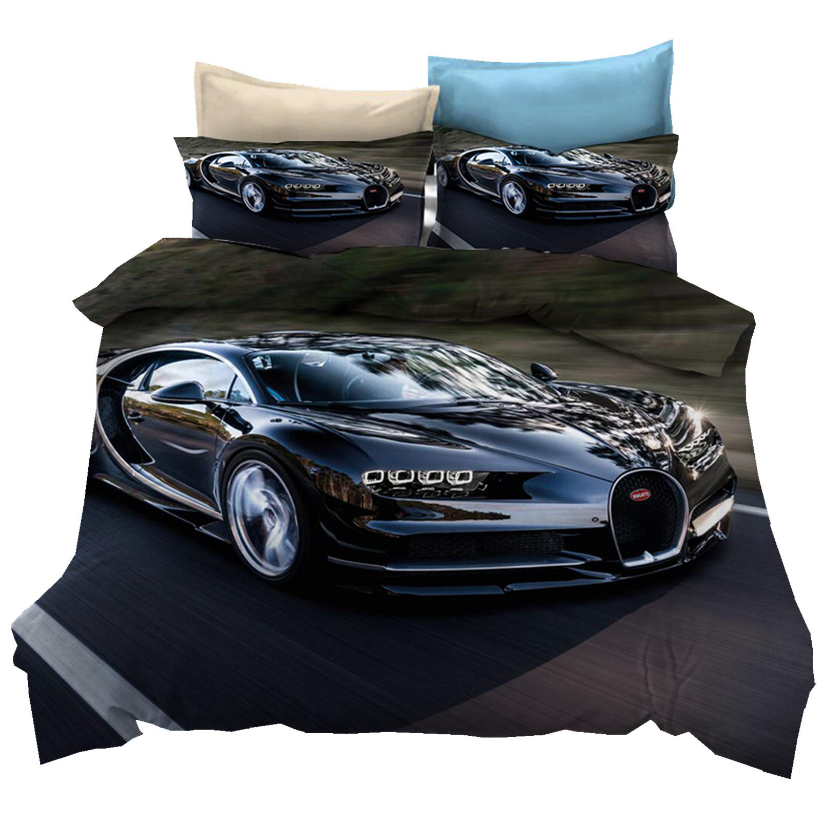 Parure de lit 3D voiture de sport housse couette microfibre 220x260 enfant adulte