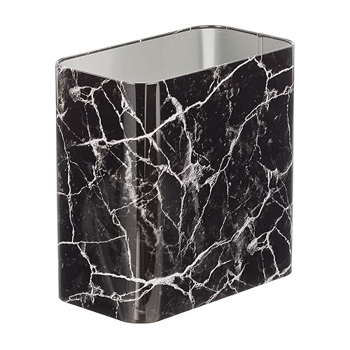 mDesign Cubo de basura pequeño de metal rectangular contenedor de basura para baños tocadores cocinas oficinas en el hogar