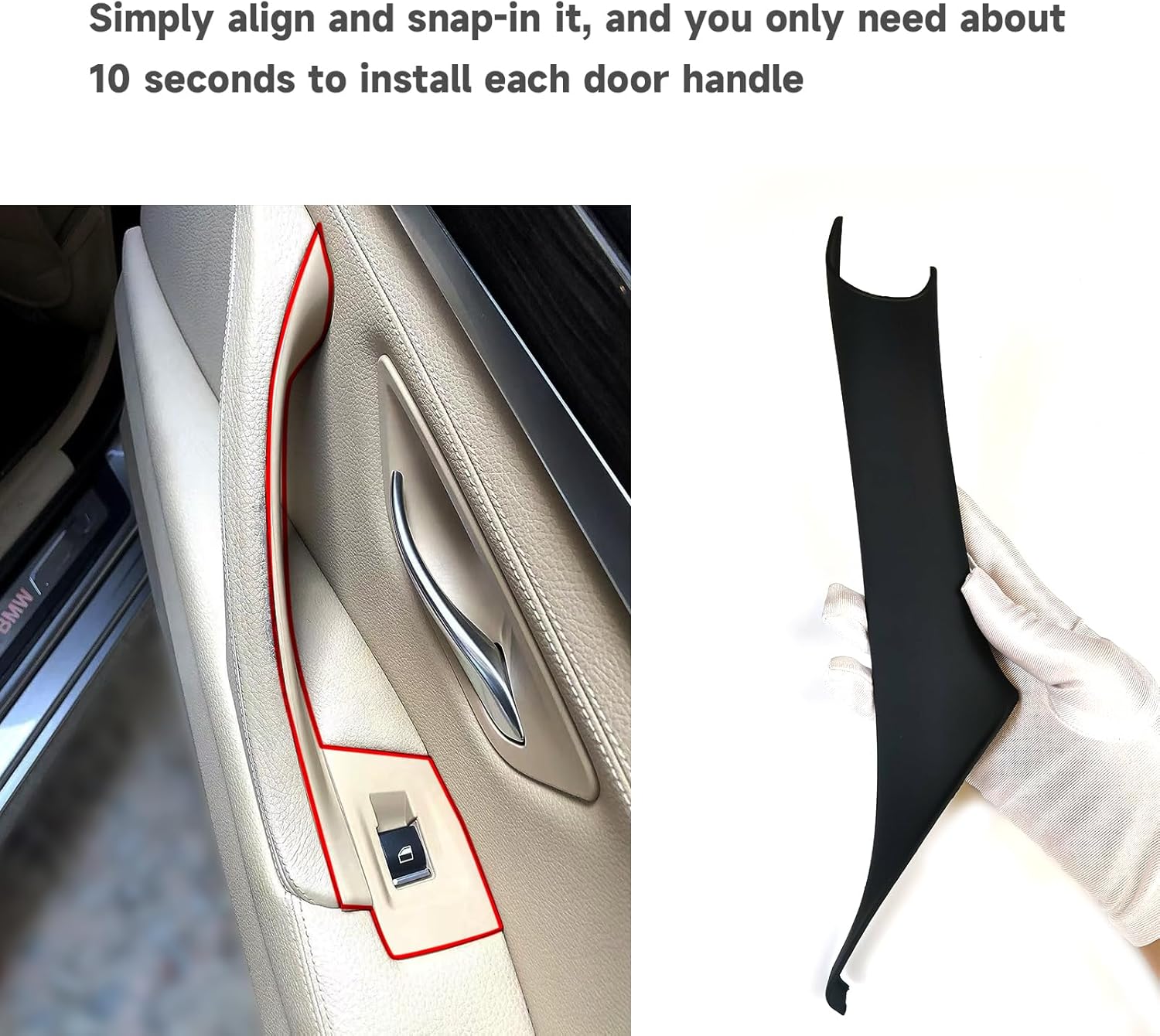 7pcs Compatible with 2010-2016 BMW 5 Series Door Handle Cover f10 f11 Driver and Passenger Window Switch Decorative Panel 528i 530i Inner Door Pull Handle Protective Cover (Black)