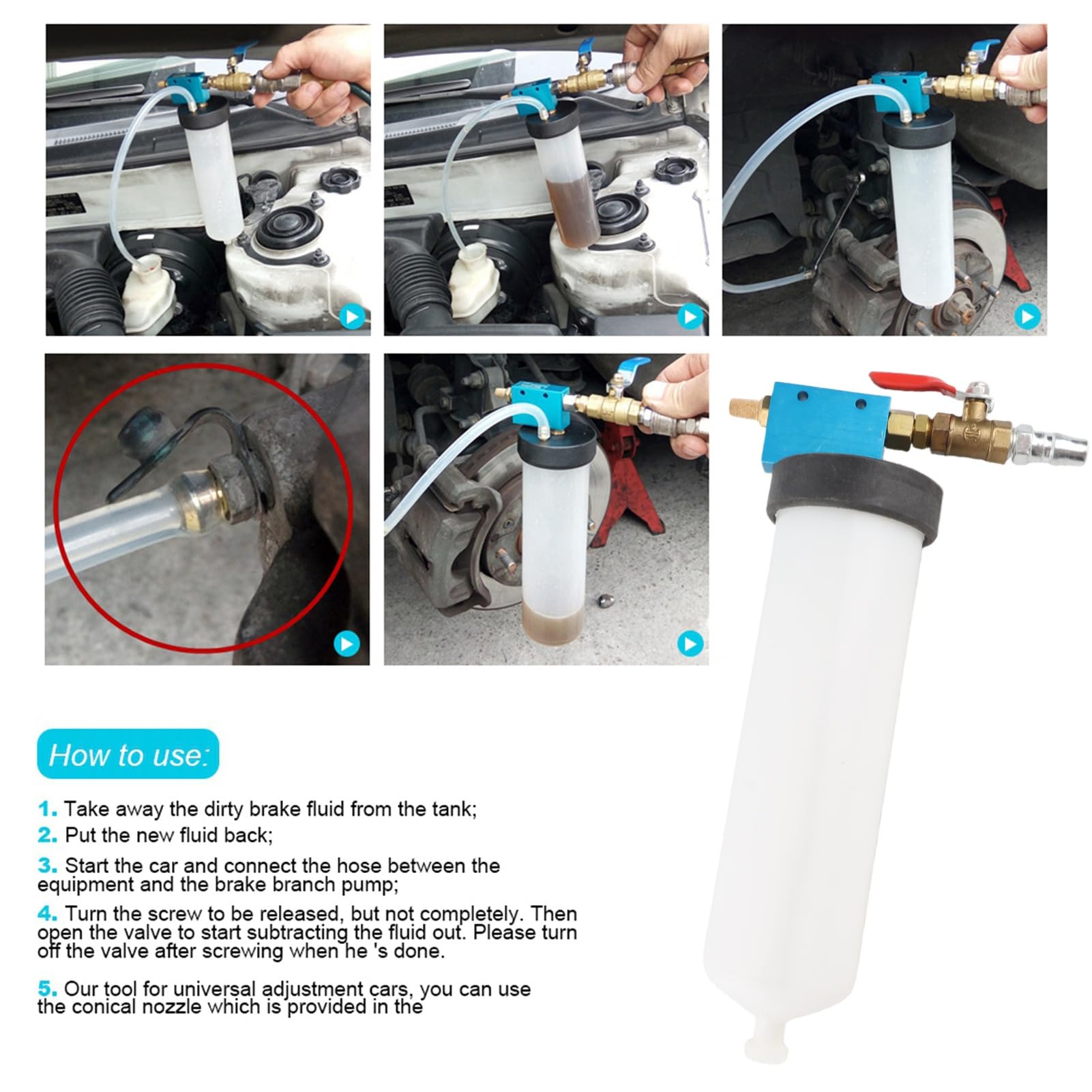 Herramienta de reemplazo de cambio de aceite del líquido de frenos del automóvil Auto Bomba automotriz Purgador de aceite Kit de drenaje vacío