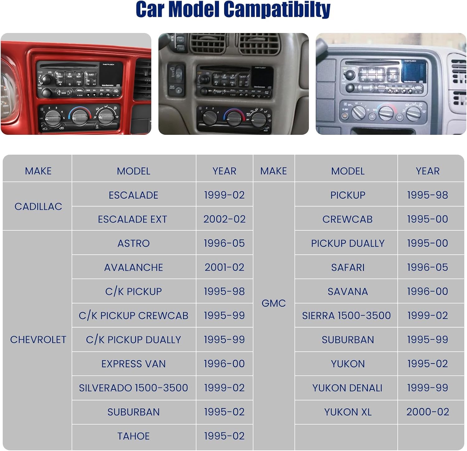 Radio Samochodowe Do Chevrolet Chevy Silverado C/K PICKUP Tahoe Suburban Astro Express Van GMC Sierra Cadillac 1995-2002 6,86-calowy Ekran IPS Radio Samochodowe Z GPS CarPlay/Android Auto(Color:M400)