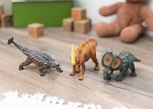 Miniatura 6 de Ankylosaurus Triceratops and Parasaurolophus - Figura de dinosaurio de 8 pulgadas para niños, juego de 3 piezas