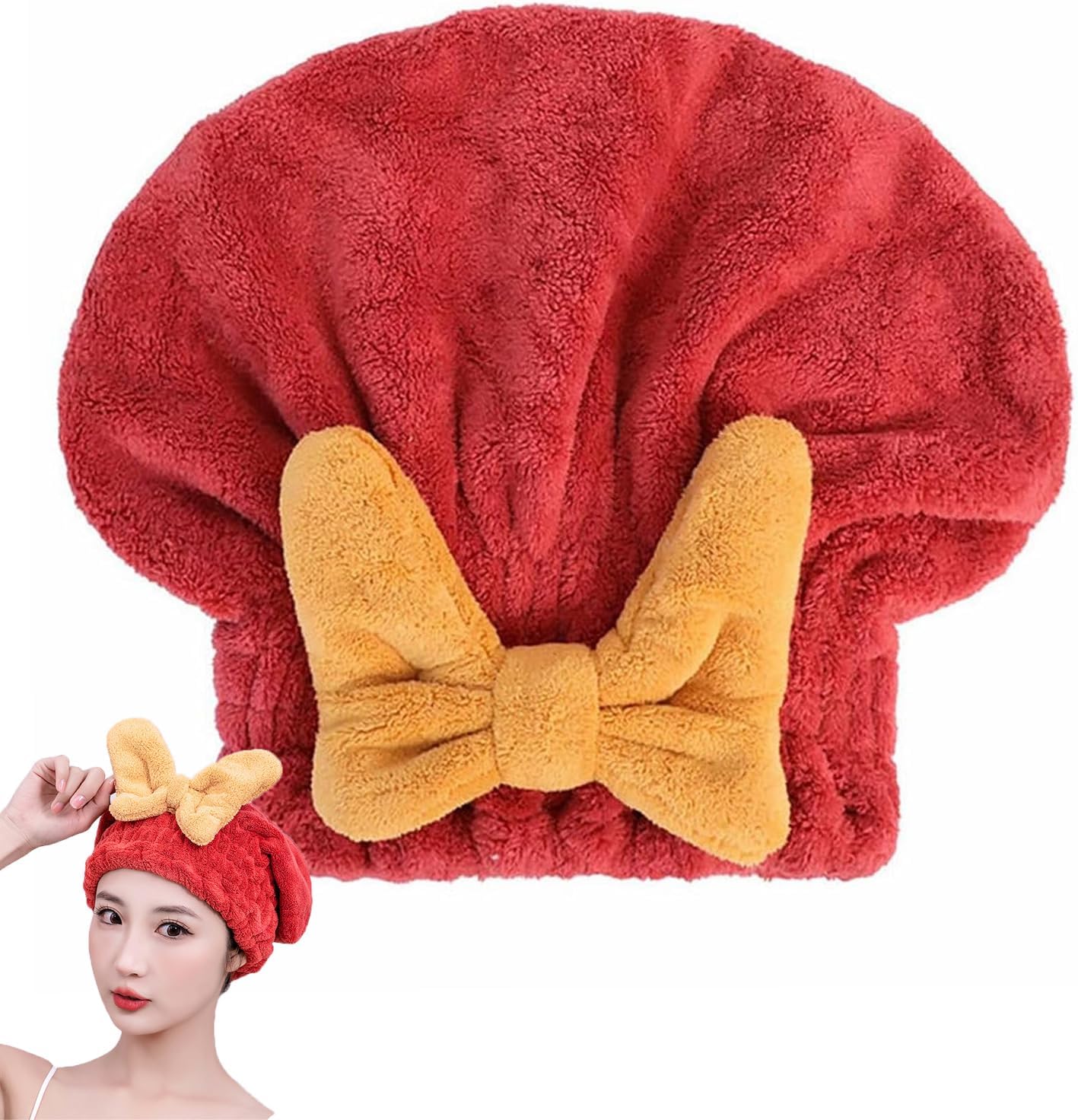 4Pcs Ultra Absorbent Hair Quick Drying Towel for Women Girls New Microfiber Hair Towel Wrap Dry Turban Soft Bow Tie Plopping Head Towels Shower Cap for Kids (Mixed Colors)