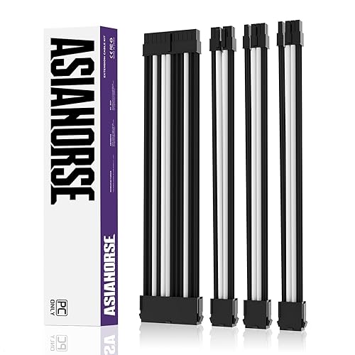 Vista 14 de AsiaHorse Extensión de Cable PSU de 16AWG con Funda Personalizada Mod GPU PC Audio Video Fuente de Alimentación Cables Trenzados Suaves con Kit