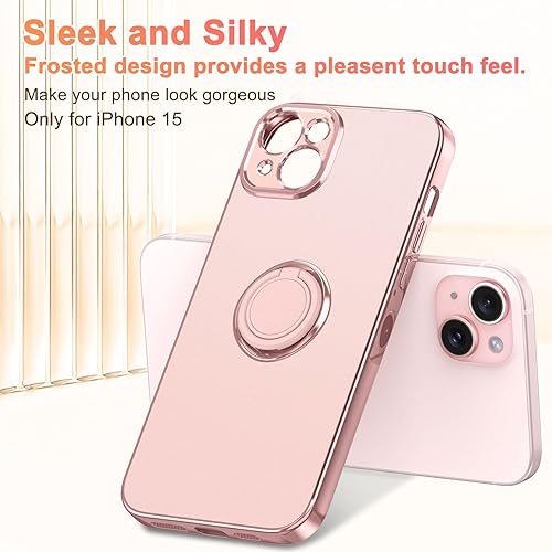 Miniatura 4 de LONTECT Funda para iPhone 15, a prueba de golpes, delgada, resistente, resistente a las caídas, con soporte de anillo, duradera y antideslizante,