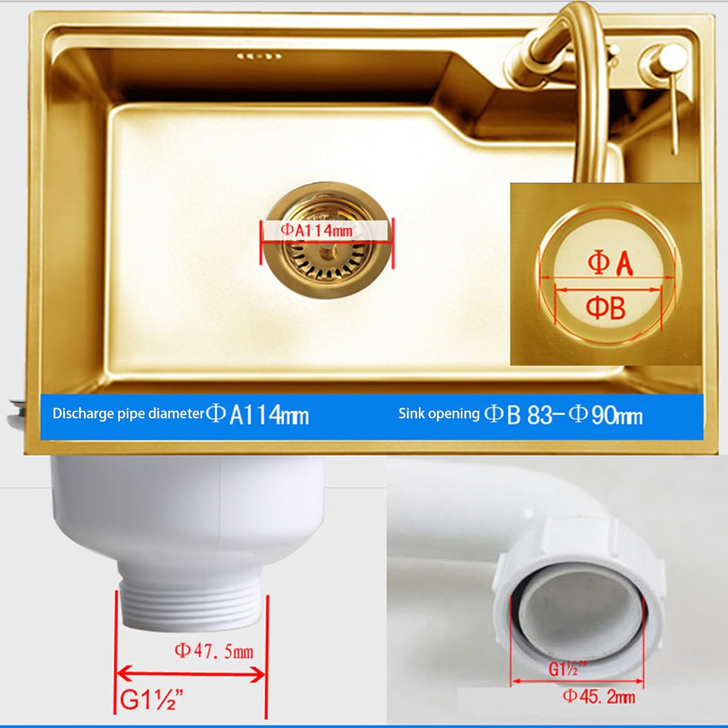 3.フィルターバスケット付きシームレスシンクストレーナー Sparklingwine Bronze 304 錆びない排水溝 詰まり防