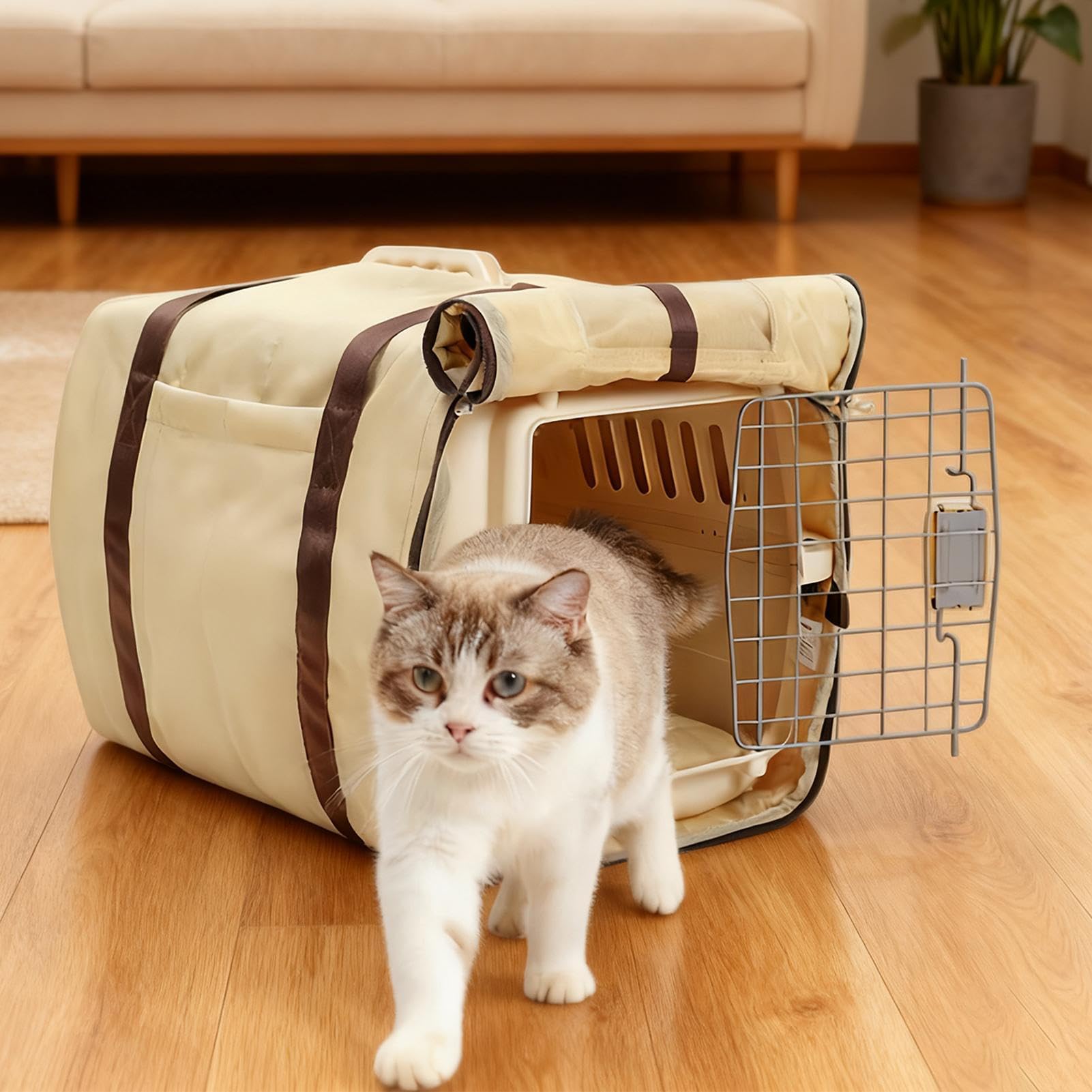 Housse De Chenil pour Chien - Protecteur De Caisse avec Poignées - Housse De Transport pour Chat avec Fenêtre en Maille Et Anti-Dérapant | pour Animal De Compagnie Chiot Chat Voyage Avion