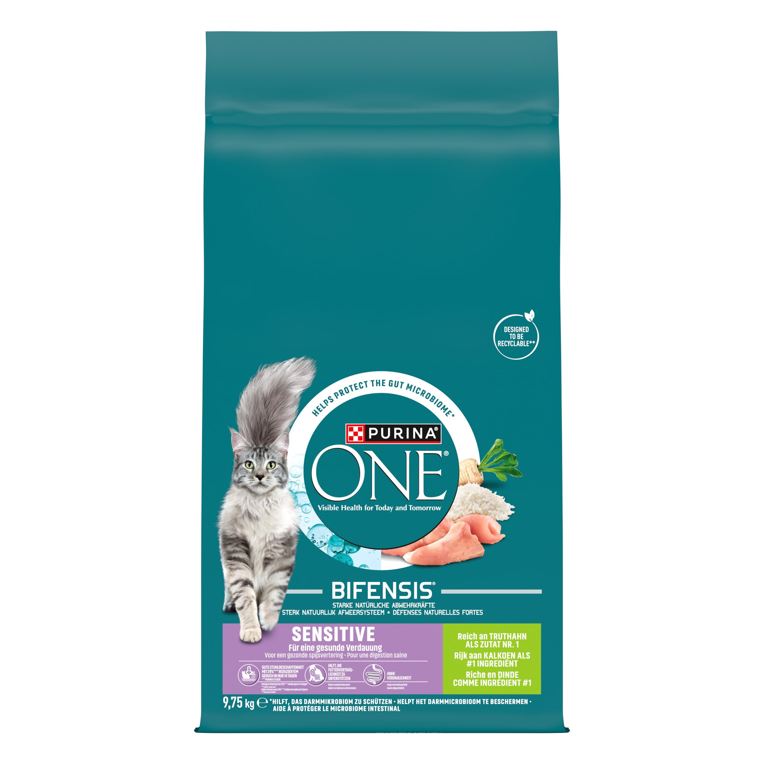 PURINA ONE Bifensis Sensitive Crocchette per Gatti Adulti con Tacchino e Riso Sacco da 9.75kg