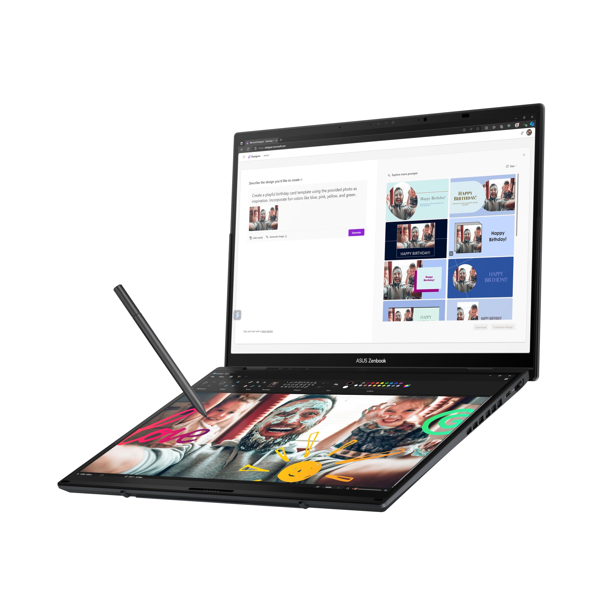 ASUS Zenbook Duo UX8406CA Laptop | 14" WUXGA 16:10 OLED Touch Display | Intel Core Ultra 9 285H | 16GB RAM | 1TB SSD | Intel Arc | Win11 Home | QWERTZ | Inkwell Gray