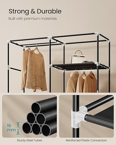 Miniatura 4 de SONGMICS Armario portátil, organizador de almacenamiento de ropa con 6 estantes, 1 riel para colgar ropa, armario de tela no tejida, marco de metal