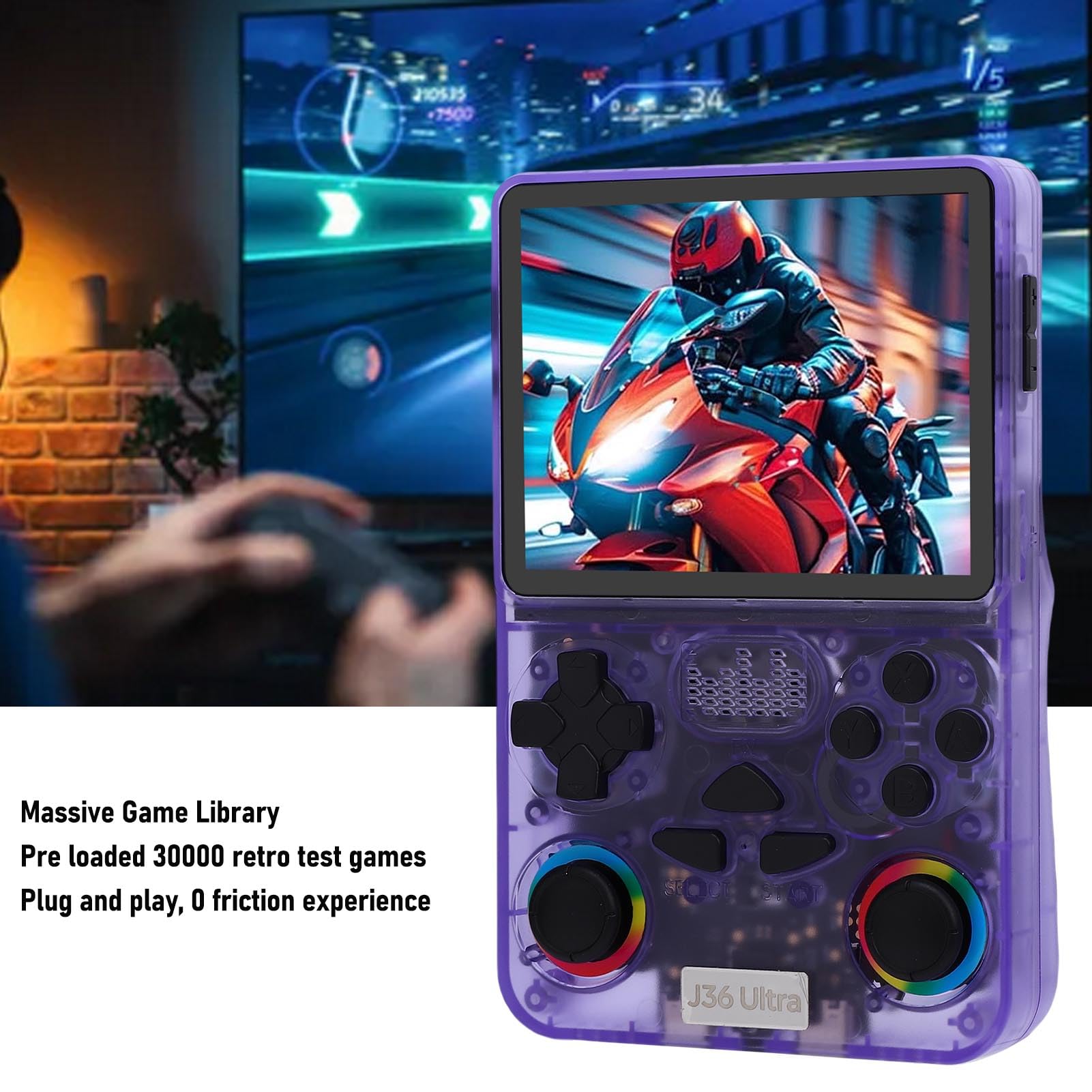 Goshyda Consola de Juegos Portátil Retro Precargada 30000 Juegos, Pantalla de 3,5 Pulgadas, Tarjeta de Memoria 64G, Reproductor de Videojuegos Portátil con 1G RAM, Regalo de Nostálgico para Niños