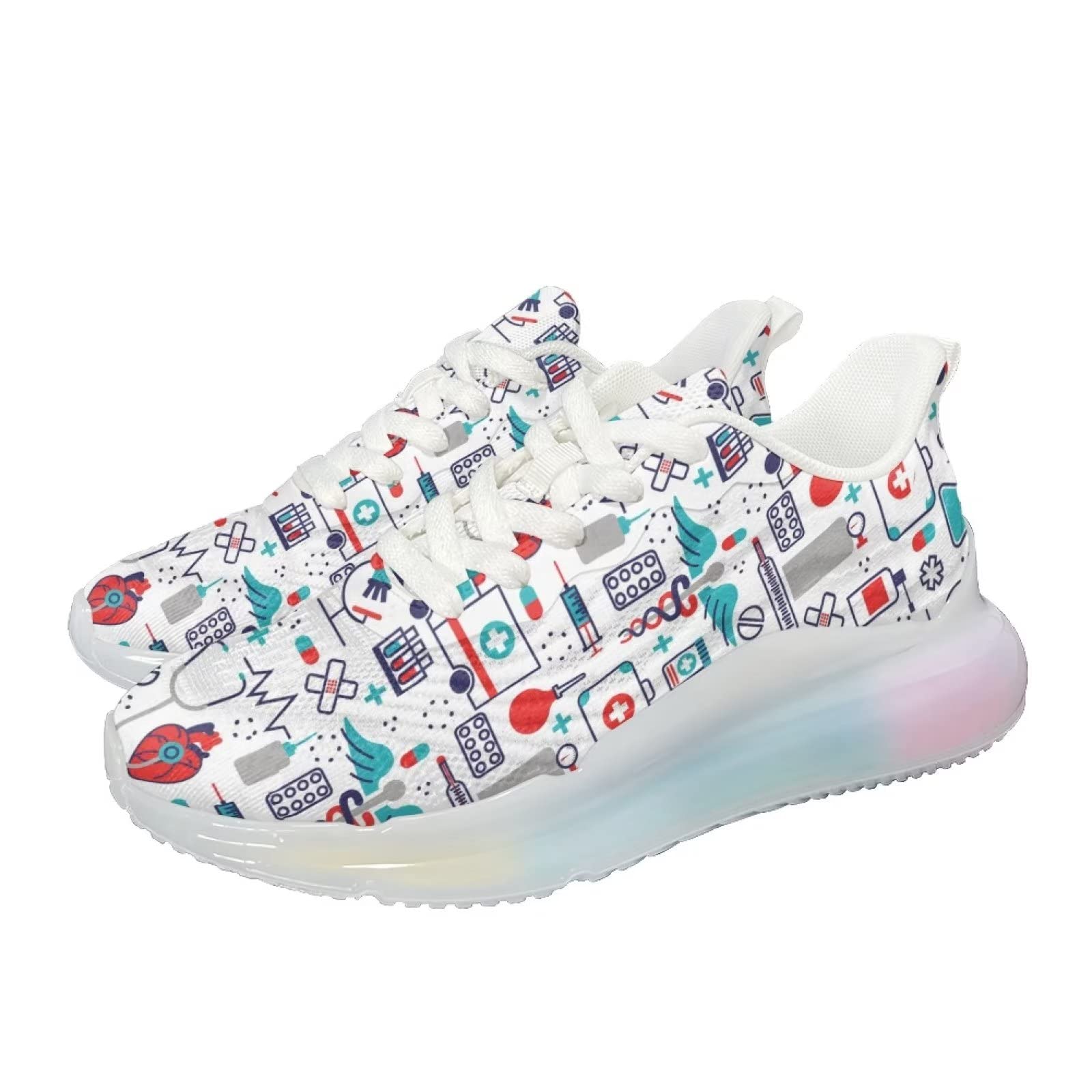 Buty sportowe damskie sportowe sportowe wsuwane trampki damskie buty treningowe oddychające lekkie buty do biegania, pielęgniarka 4, 36 EU