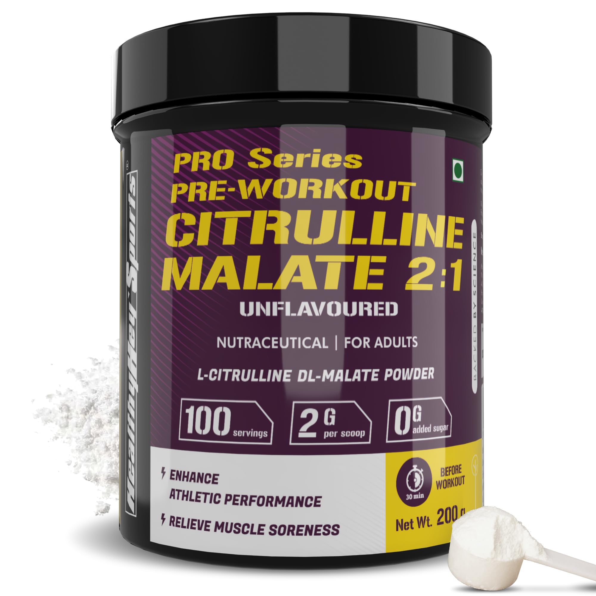 Citrulline Malate 2:1-200 Grams – 100 Servings (Unflavoured, Pack of 200gm powder)