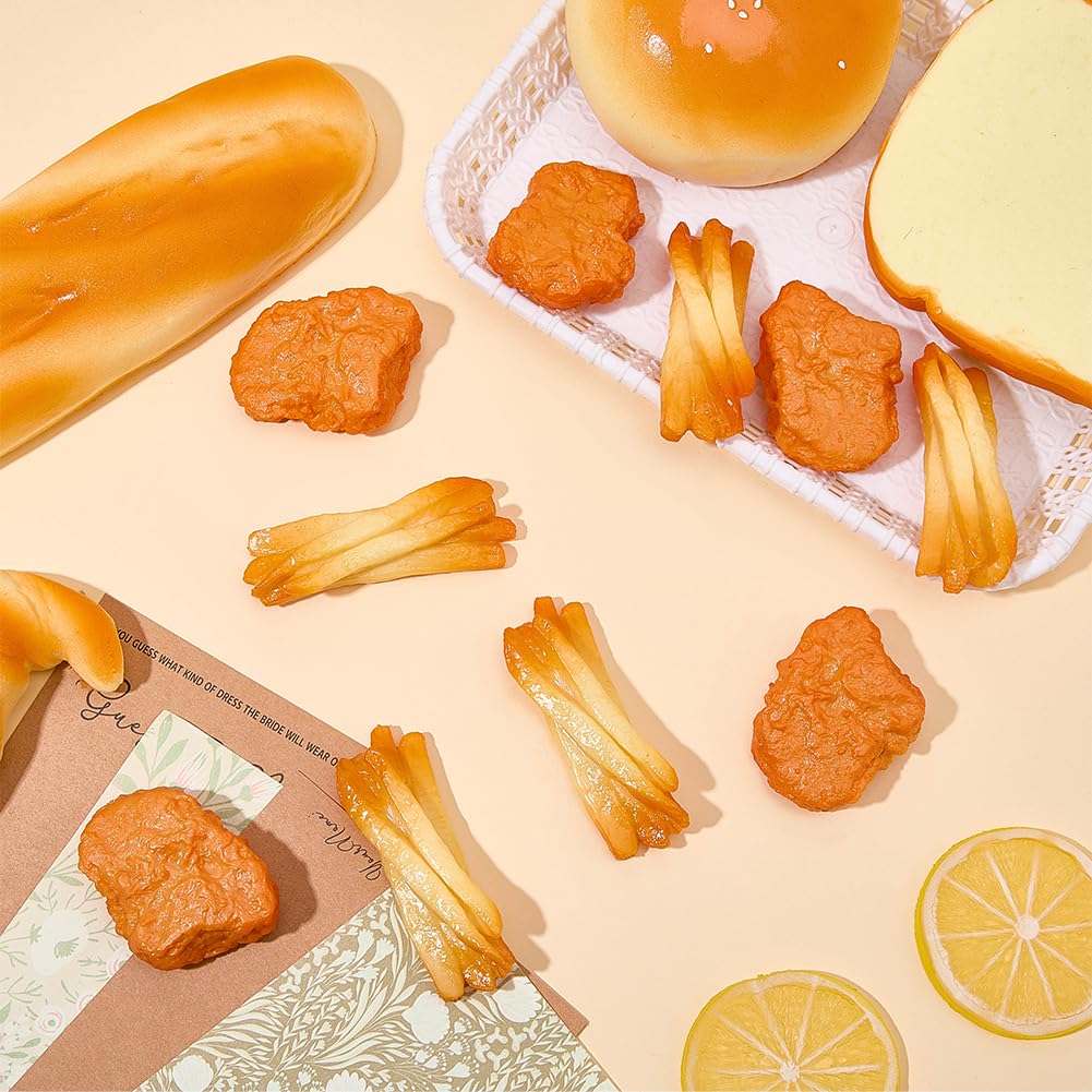 SUNNYCLUE 10 pièce de Faux Poulet Frit Artificiel Modèle de Frites Artificielles Nuggets de Poulet Frit en Plastique Fausses Frites Accessoire de Décoration pour la Maison la Cuisine les Fêtes et la P