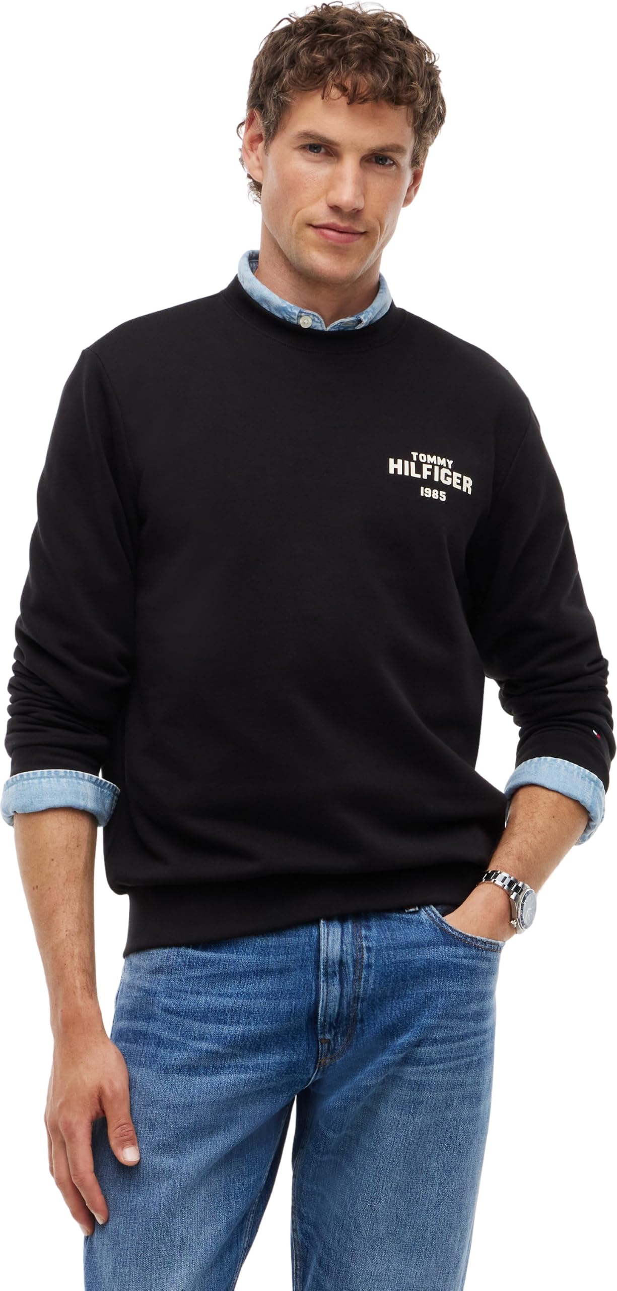 Tommy Hilfiger Hilfiger 1985 Ref Terry Crew Mw0mw44938 Felpa Pullover Uomo (Pacco da 1)