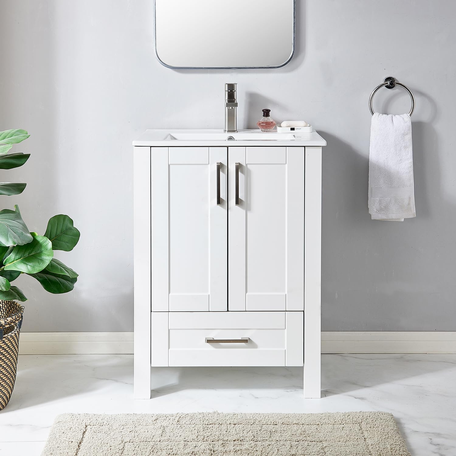 Amazon.com: Wenore Home 24 Inch Bathroom Vanity, Small Bathroom Vanity with Sink, Modern ...