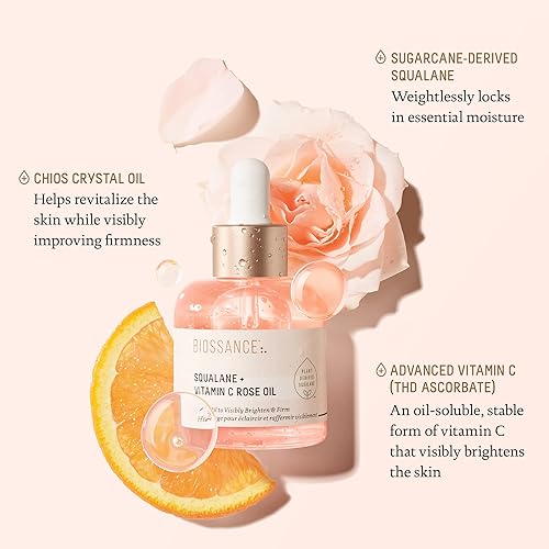 Miniatura 3 de Biossance Aceite de rosa de escualano  vitamina C Aceite facial para iluminar hidratar reafirmar y revelar visiblemente la piel radiante 10 onzas