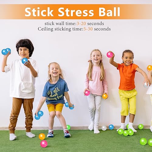 Miniatura 7 de Juego de 48 bolas adhesivas, bolas de techo que brillan en la oscuridad, para adolescentes, adultos, ansiedad, relajación, estrés, bolas