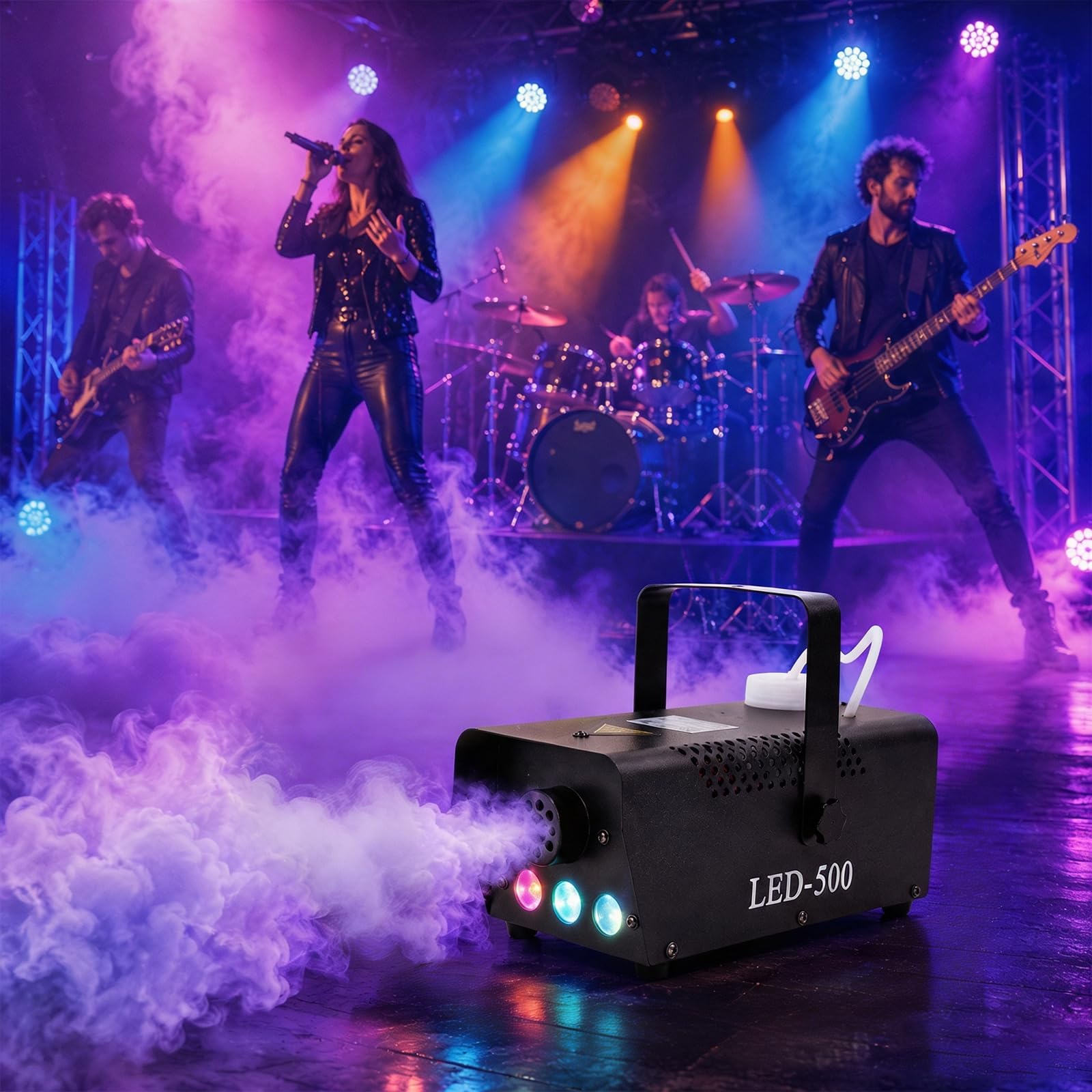 Wytwornica mgły 500 W z 3 diodami LED RGB i pilotem zdalnego sterowania