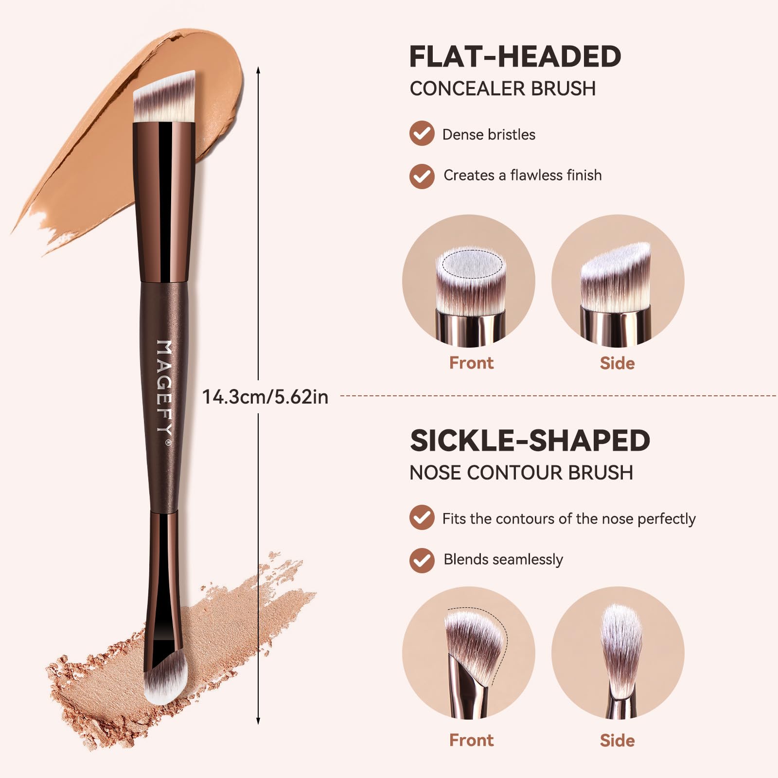 Pennelli da trucco MAGEFY Set di pennelli da trucco professionali per cipria, correttori, ombretti, sopracciglia, conteggio sopracciglia, fard