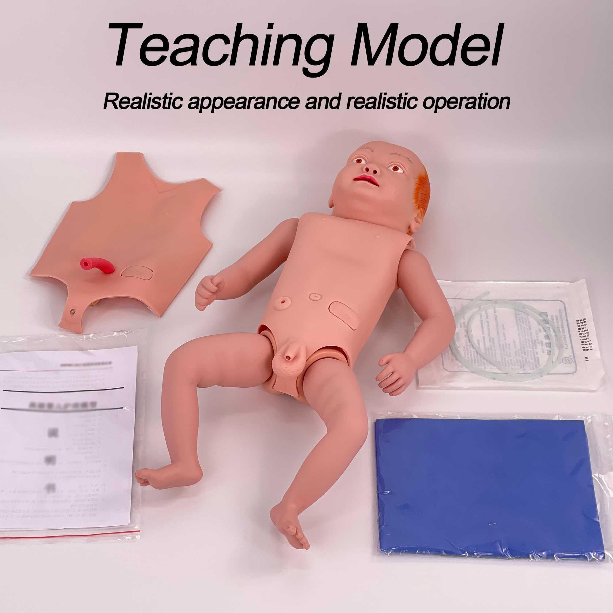 AMITD Babypflege Modell Neugeborene Pflegepuppe mit Austauschbarer Brusthaut und Aufbewahrungstasche für Medizinische Krankenpflege-Ausbildung