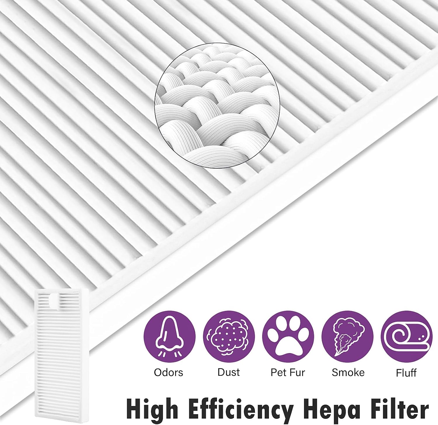 19 Packs Replacement Parts for Eureka E20 Plus Robot Vacuum Cleaner, 2 Rubber Brush, 8 Edge-Sweeping Brushes, 4 Hepa Filters, 4 Mop Pads, 1 Cleaning Brush Accessories Kit