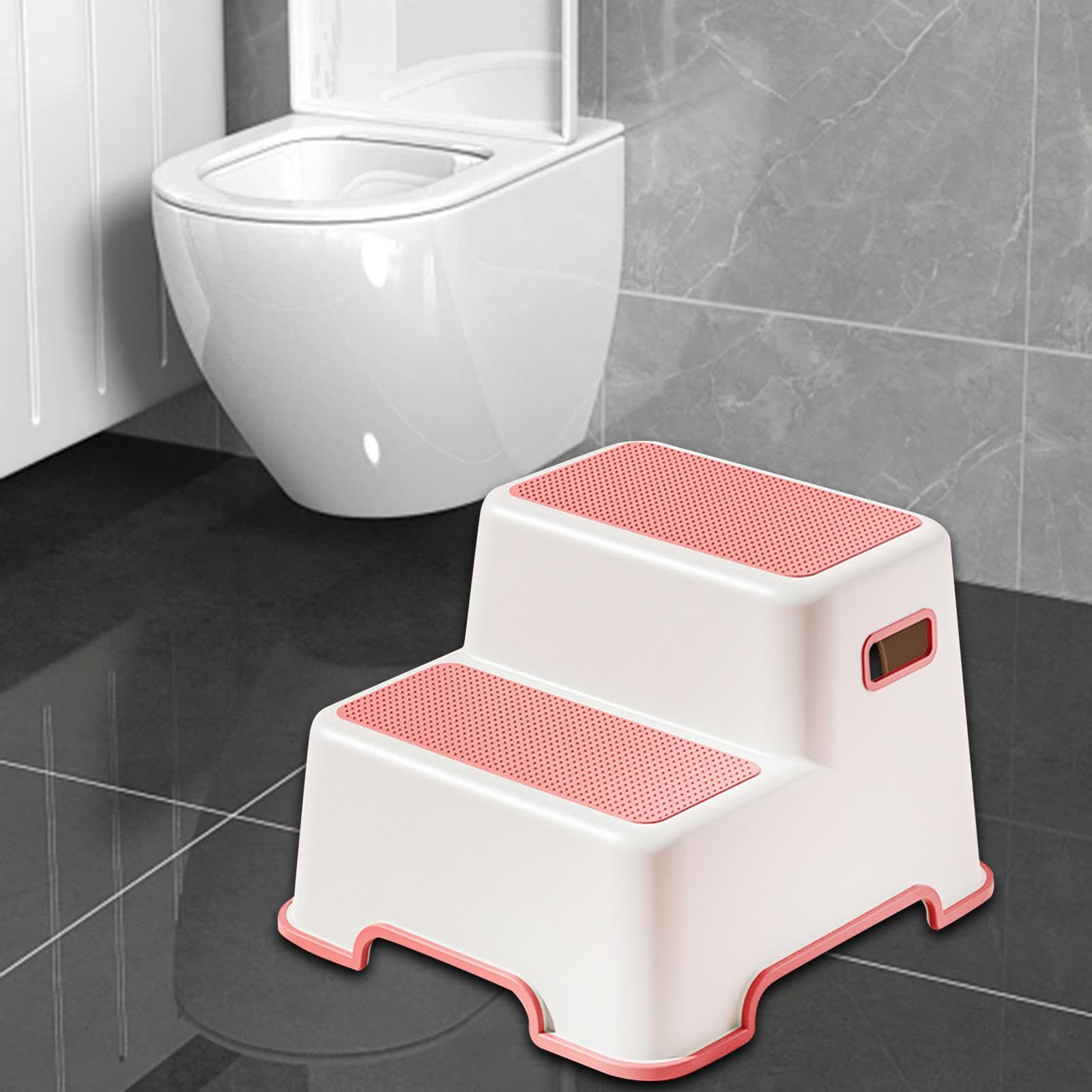 Escalón para niños pequeños, para entrenamiento de ollas, patas de goma antideslizantes, diseño reclinado, seguro para baño y cocina, color rojo, uso universal