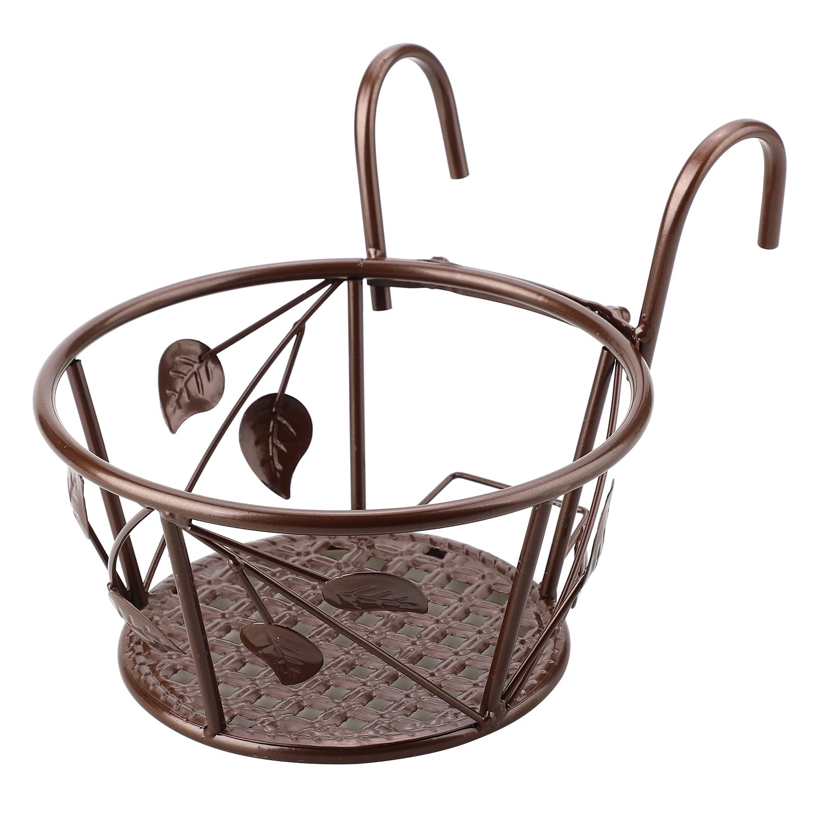 2 Pack Hanging Railing Flower Pot Basket Holder, Iron Art Planter Stand Potted Rack, Over The Rail Metal Fence Pot Container for Patio Garden Balcony Corner Porch Deck Indoor Outdoor Decor