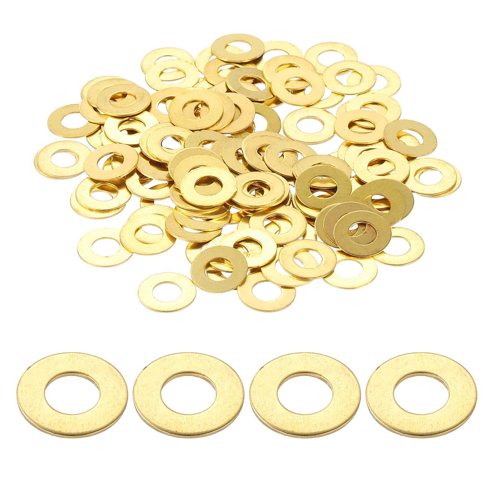 PATIKIL M5 Flat Washers, (10mm OD 0.5mm Thickness, Golden) (125 Pcs), Brass Metric Sealing Gasket Ring Crush Washer Spacers for Faucets/Garden/Bolts/Screws/Hose Pipe โ image 1