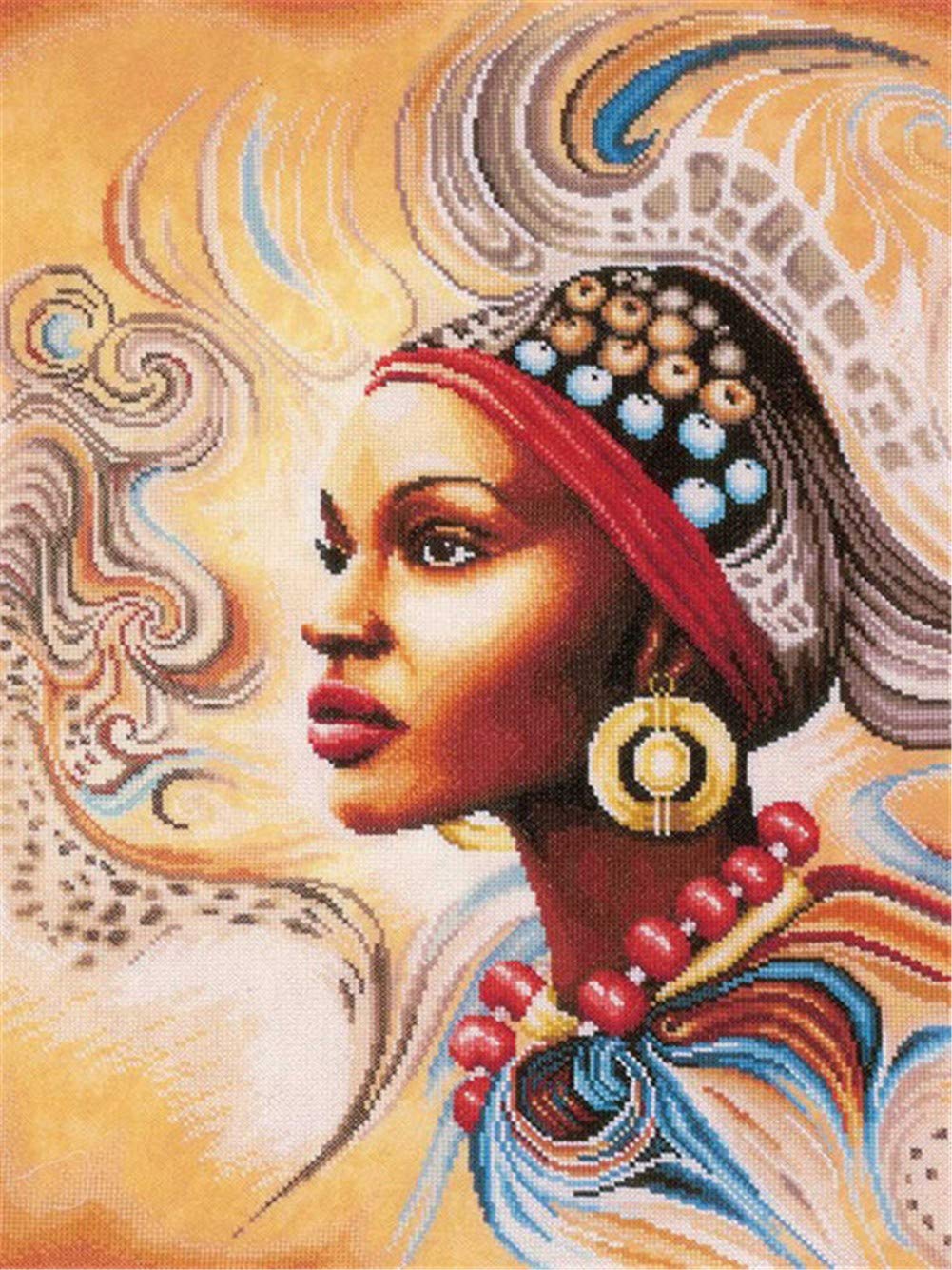 Diamant peinture complète kit femme africaine broderie strass salon 50x70cm