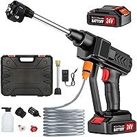 Housiwill Cordless Pressure Washer 18Bar 6-in-1 Nozzle, Portable Battery-Powered High Pressure Washer with 2 Batteries for Car Patio Floor Cleaning