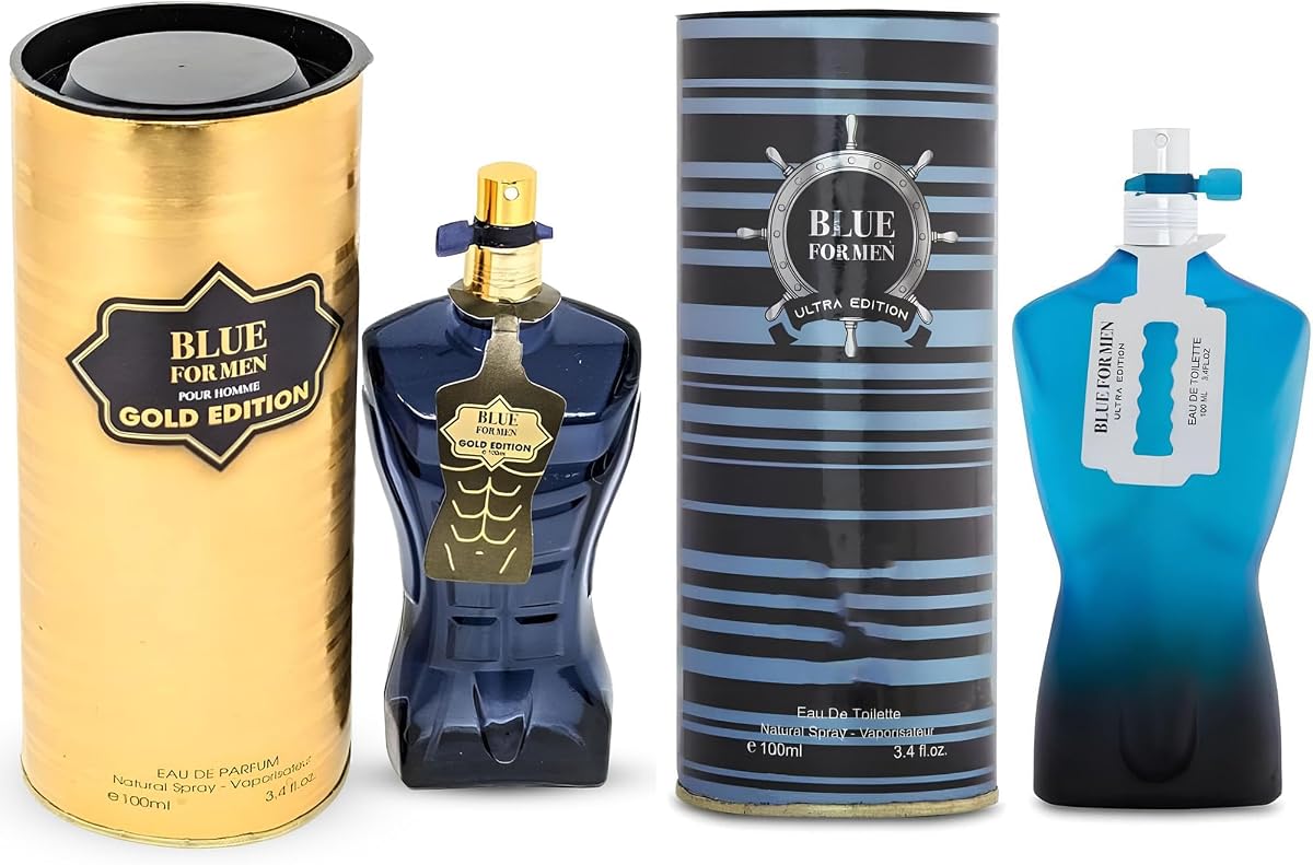Colonia azul para hombre Gold&Ultra Eau De Toilette para hombre - Perfume de aroma fresco y romántico 3.4 Fl Oz Cada spray natural para toda la piel de uso diario