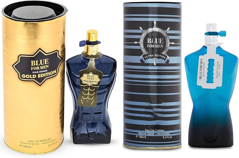 Men's Cologne Blue for Men Gold&Ultra Eau De Toilette for Men-Fresh, Romantic Scent Perfume 3.4 Fl Oz Each Natural Spray For All Skin Daily Used
