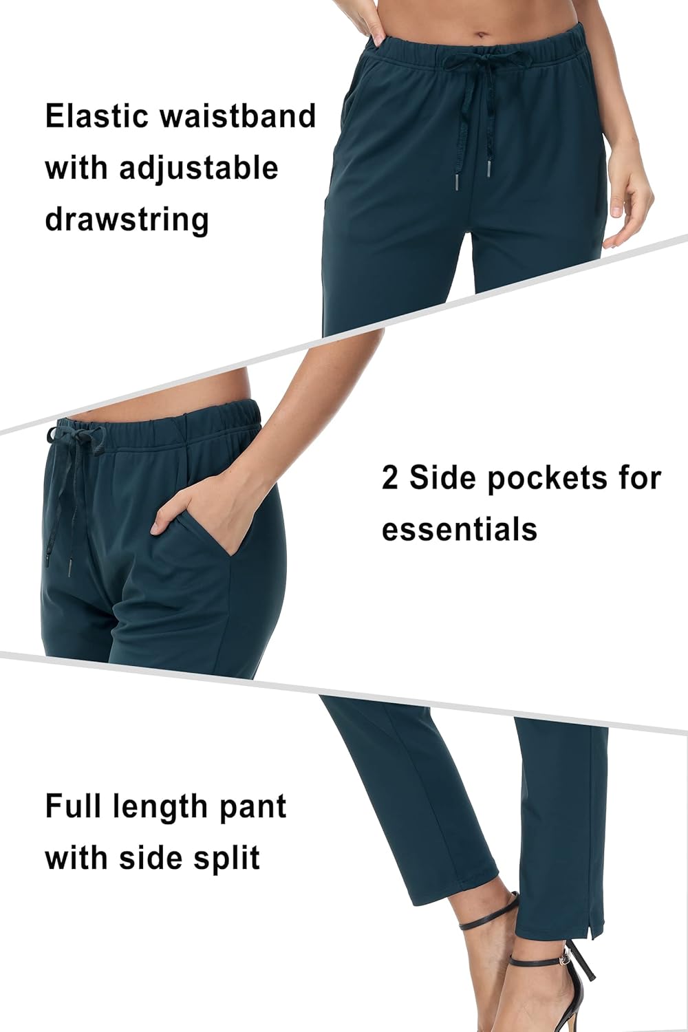 COZZIPLUS Women's Lightweight Capri Pants with Pockets, High Waist Wide Leg Quick-Dry Cropped Pants for Yoga & Travel