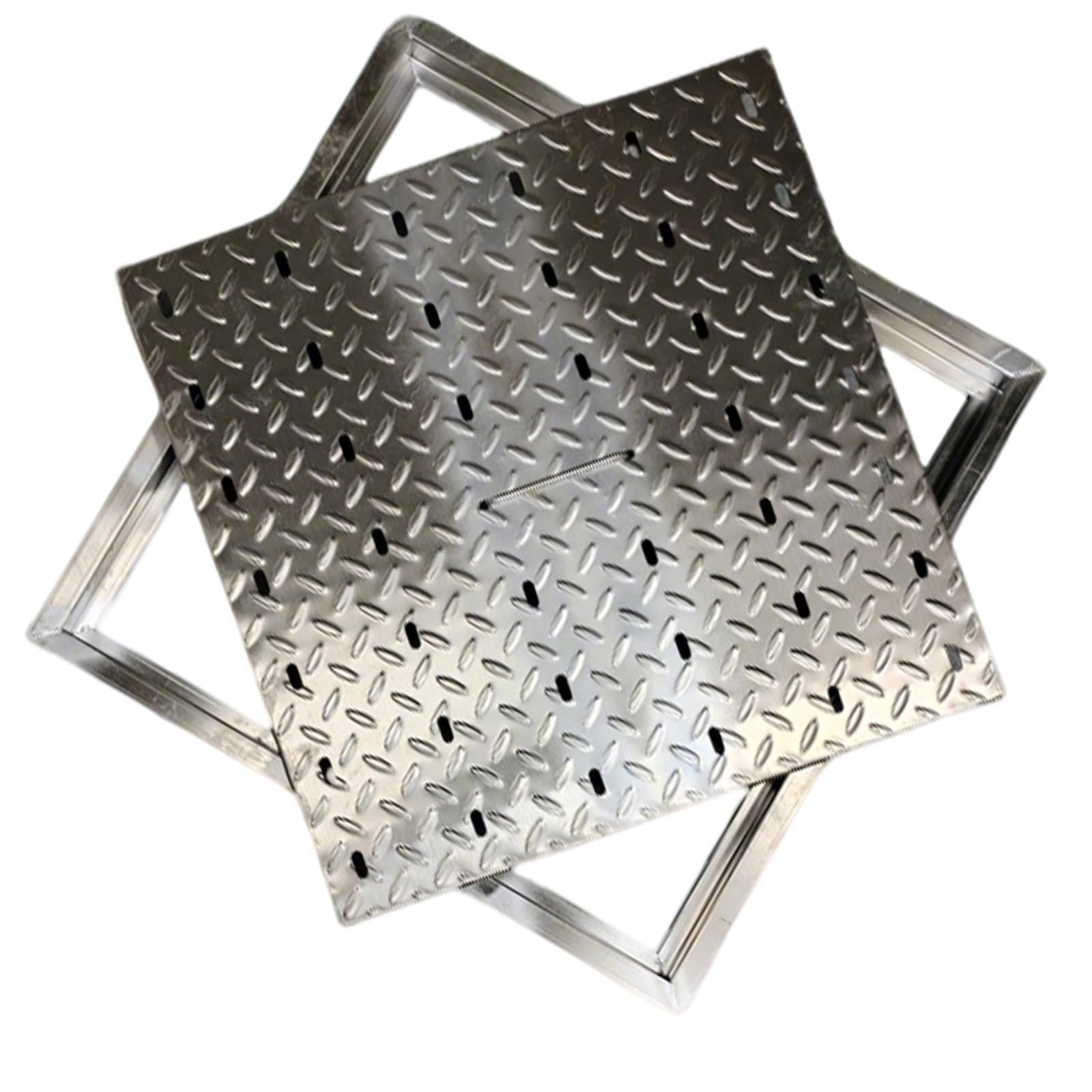 Grille de vidange carrée inox 30x30 avec poignées drainage cuisine et rue
