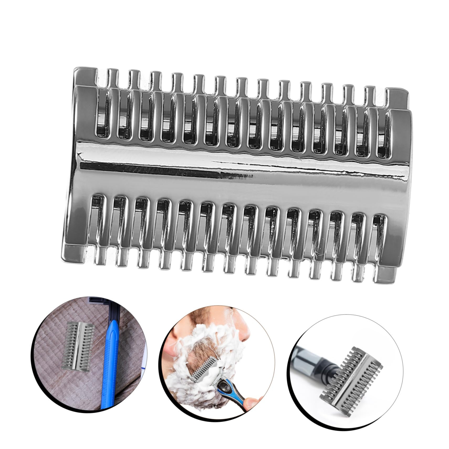 MERRYHAPY Testina Ricambio Rasoio Sicurezza in Lega Doppia Pettine in Metallo Solido Compatibile con Manici Standard per Barba Uomo e Donna Finitura Lucida Argento Resistente e Duratura