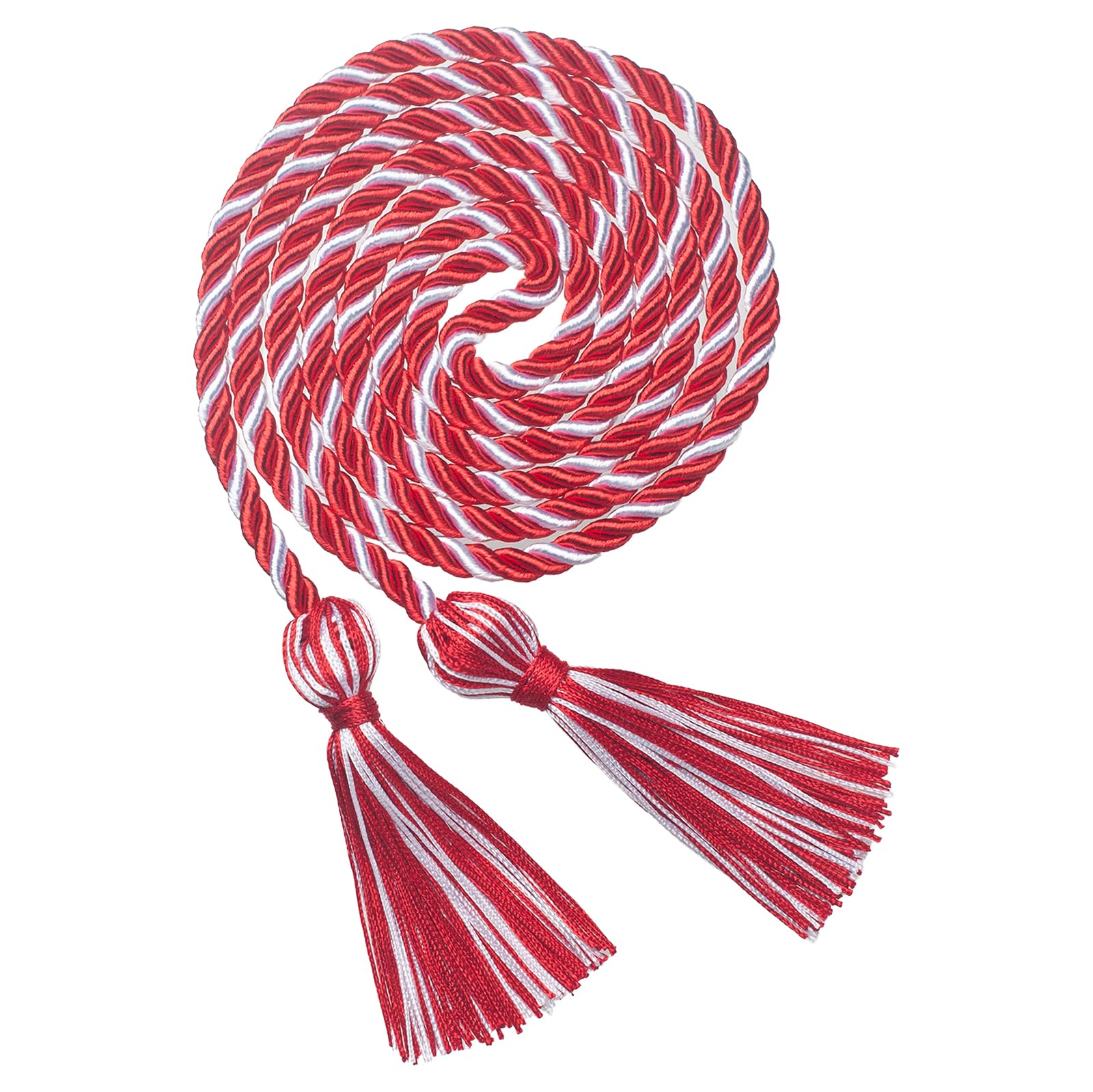 ONUPGO Red White Graduation Cord, Graduation Honor Cords Rayon Braided Tassel Cord for 2026, 68" Polyester Yarn Long Robe Honor Rope for Graduation Students, Bachelor Gown