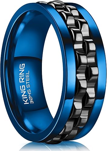 King Ring Anillos giratorios de engranajes de 0.315 pulgadas Anillos para ansiedad ultra pulidos para hombres y mujeres Diseñado en Estados Unidos