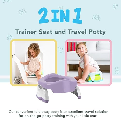 Miniatura 26 de Kalencom Potette Plus - Asiento de viaje 2 en 1 para ir al baño y entrenador, asiento de inodoro de entrenamiento de doble propósito, orinal Blanco