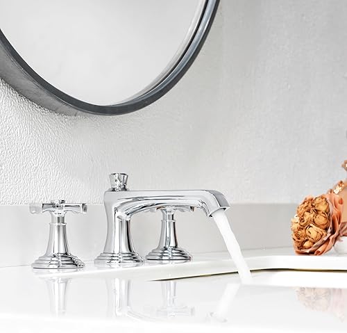 Miniatura 8 de Phiestina 3-Hole 8-Inch Widespread 2 Handles Bathroom FaucetNS-WF02-1-ORB+CWF043-C